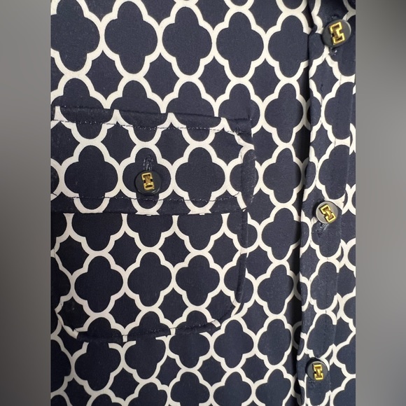 Charter Club -Good  quality soft , 3/4sleeves, navy blue and white button up! - Picture 6 of 8